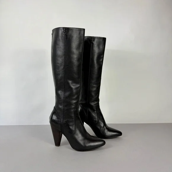 Frye Regina Zip Black Leather Boots - Picture 4 of 12